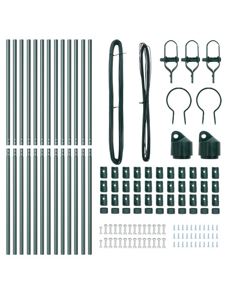 Set di pali per recinzione  Set di 13 Verde Metallo