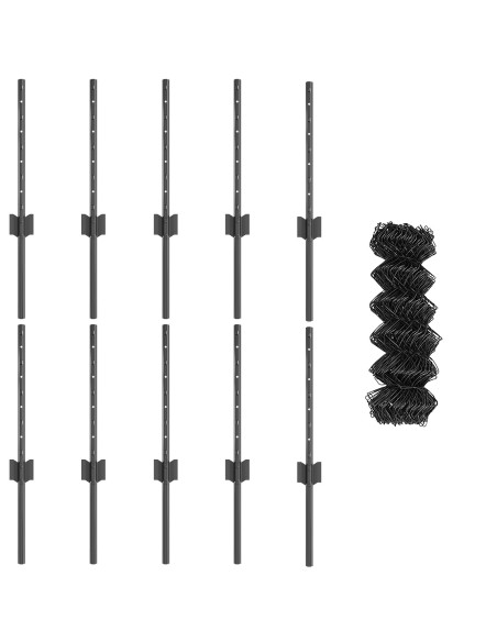 Recinzione a Maglie  con 10 Post U Grigi 0.4x10 m in Acciaio