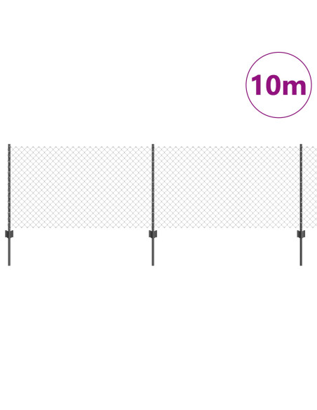 Recinzione in Rete Metallica  con 10 Post U Grigio 0.8x10 m in Acciaio