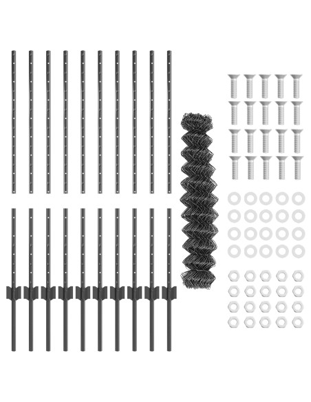 Recinzione a maglie  con 20 pali U grigi 1x10 m in acciaio