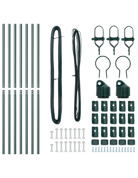 Set di pali per recinzione  Set da 7 Verde Metallo