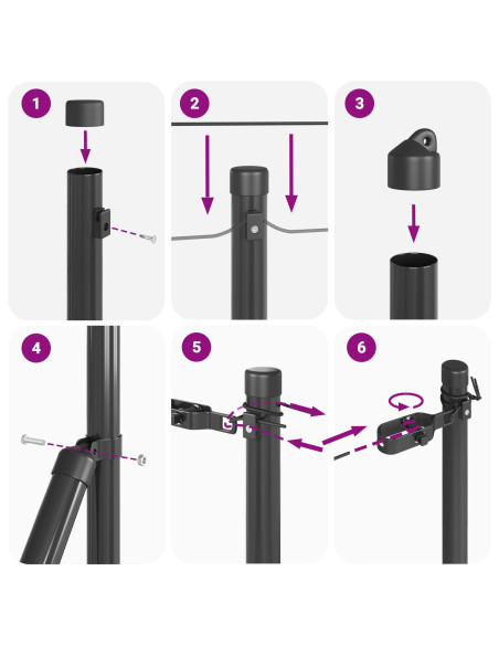 Set di Pali di Recinzione  Set di 13 Grigio Acciaio