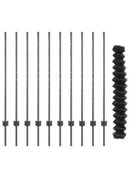 Recinzione a Catena  con 20 Post U Grigio 1,2x10 m in Acciaio