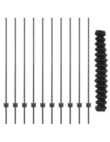 Recinzione con Posto Grigio 1,4 x 10 m Acciaio e PVC