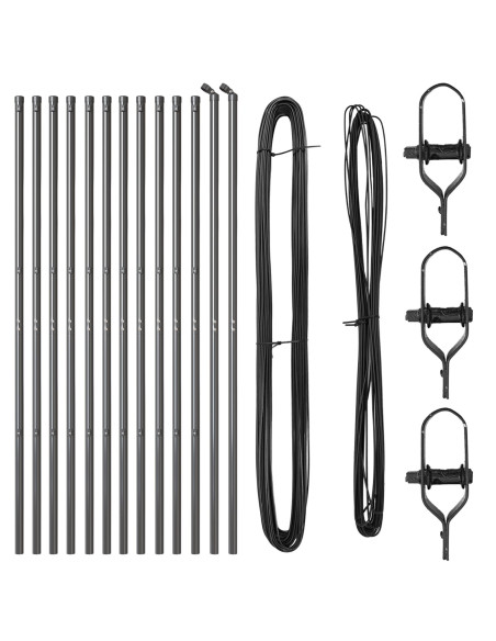 Set di pali da recinzione  13 pezzi Grigio Acciaio