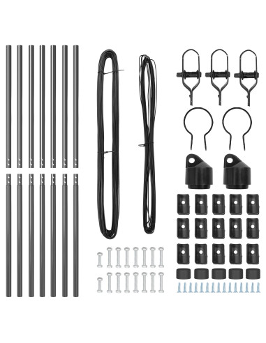 Palo della recinzione 7 pcs Grigio Acciaio