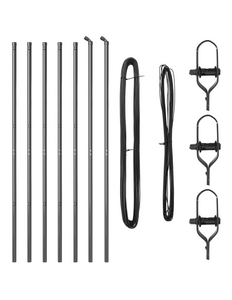 Set di Pali per Recinzione  Set di 7 Grigio Metallo