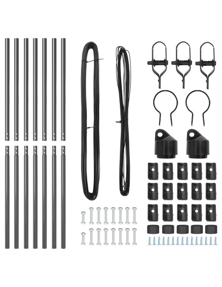 Palo della recinzione 7 pcs Grigio Acciaio