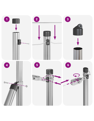 Palo della recinzione 7 pcs Argento Acciaio
