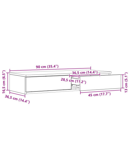 Cassetti per letto  bianchi 90x36,5x16,5 cm in legno compensato