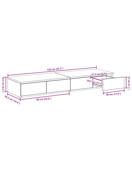 Cassetti per Letto Bianco 120x36,5x16,5 cm Legno Ingegnerizzato