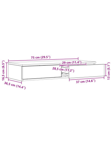 Cassetti per letto Grigio cemento 75 x 36,5 x 16,5 cm
