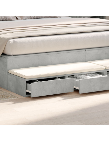 Cassetti per Letto Grigio Cemento 180x36,5x16,5 cm Legno Ingegnerizzato