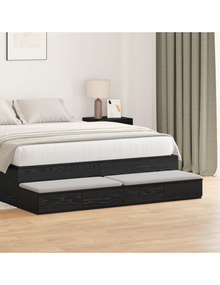 Cassetti per letto  Neri 135x36,5x16,5 cm in Legno ingegnerizzato