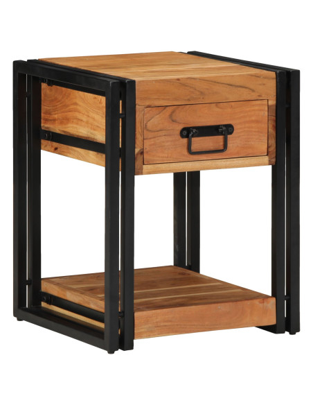 Comodini 2 pezzi 40x40x50 cm in legno massello di acacia