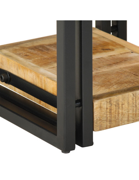 Comodino  40x40x40 cm in legno massello grezzo di mango
