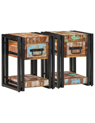 Armadio da Notte con cassetto 2 pcs Multicolore 30 x 30 x 40 cm