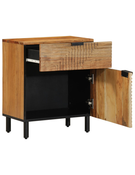 Comodino 50x33x60 cm in Legno Massello di Acacia