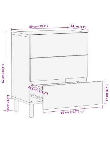 Armadio da Notte con cassetto Marrone 50 x 33 x 62 cm