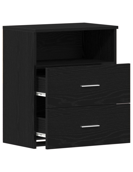 Comodino  Nero Rovere 50x32x60 cm in legno ingegnerizzato