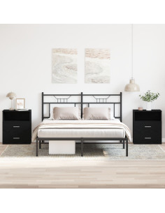 Comodino 2 pcs Rovere Nero 50 x 32 x 60cm Legno multistrato