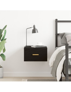 Mobiletto da comodino a parete Rovere Nero 35 x 35 x 20 cm