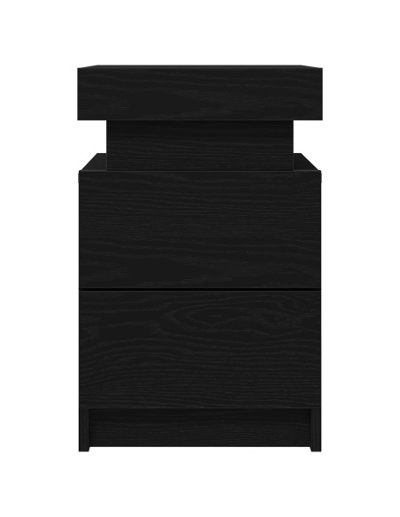 Comodino  con luci LED 2 pezzi Rovere nero 35x39x55 cm