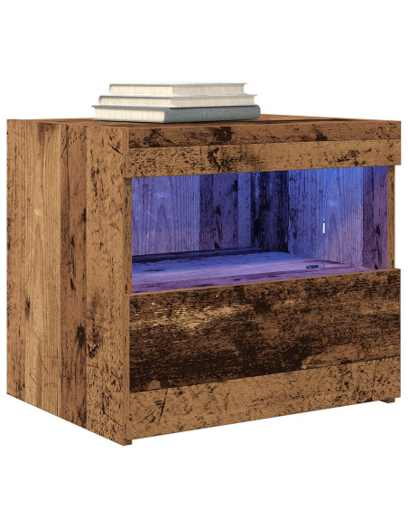 comodino  con luci LED legno vecchio 50x40x45 cm