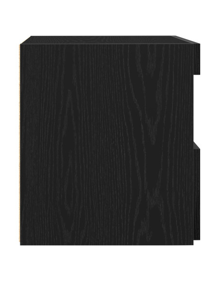 Comodino  con luci LED Rovere Nero 50x40x45 cm
