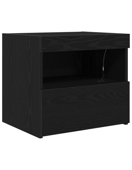 Comodini con Luci LED 2 pz Nero Rovere 50x40x45 cm