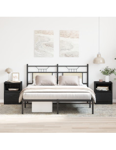 Armadio da Notte con cassetto 2 pcs Rovere Nero 40 x 40 x 50 cm