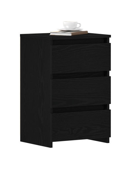 Comodino Nero Rovere  40x35x62,5 cm in Legno Ingegnerizzato