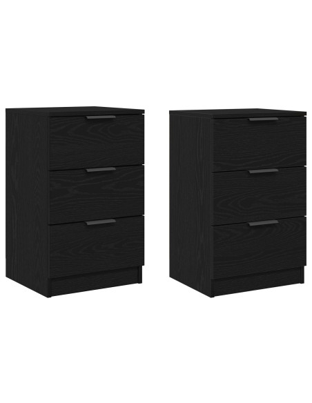 Armadio da Notte con cassetto 2 pcs Rovere Nero 40 x 65 x 65 cm