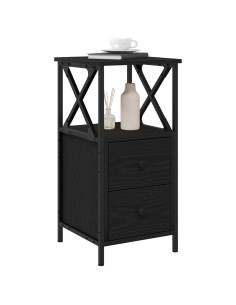 Armadio da Notte con cassetto Rovere Nero 34 x 35,5 x 70 cm