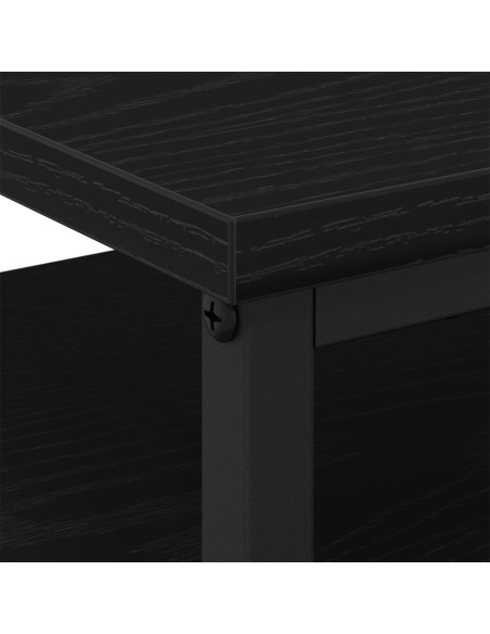 Comodino Nero Rovere 44x45x60 cm Legno Ingenerizzato e Acciaio