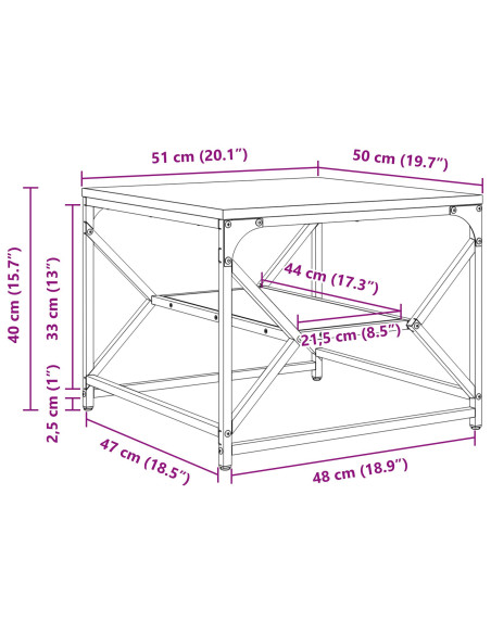 Tavolino da salotto Legno vecchio 51 x 50 x 40 cm