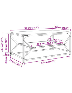 Tavolino da salotto Legno vecchio 90 x 50 x 40 cm