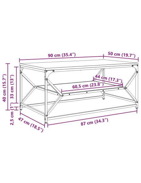 Tavolino da salotto Legno vecchio 90 x 50 x 40 cm