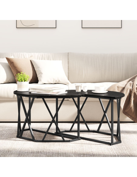 Tavolino da caffè  Nero Rovere 80x80x42 cm in legno ingegnerizzato