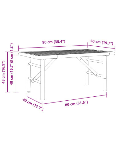 Tavolino da salotto Marrone 90 x 50 x 43 cm Bambù
