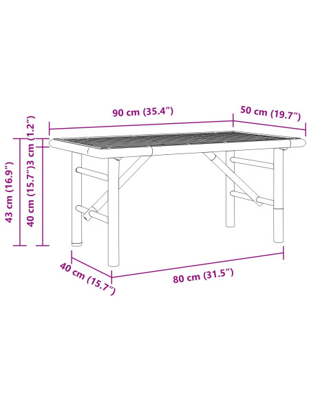 Tavolino da salotto Marrone 90 x 50 x 43 cm Bambù