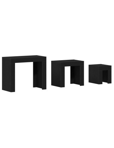 Tavoli da annidamento 3 pcs Rovere Nero Legno multistrato