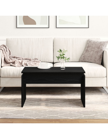 Tavolino da caffè in rovere nero 68x38x50 cm in legno ingegnerizzato