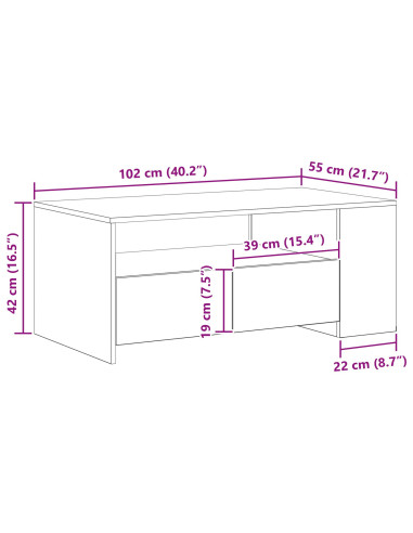 Tavolino da salotto Rovere artigianale 102 x 55 x 43,5 cm