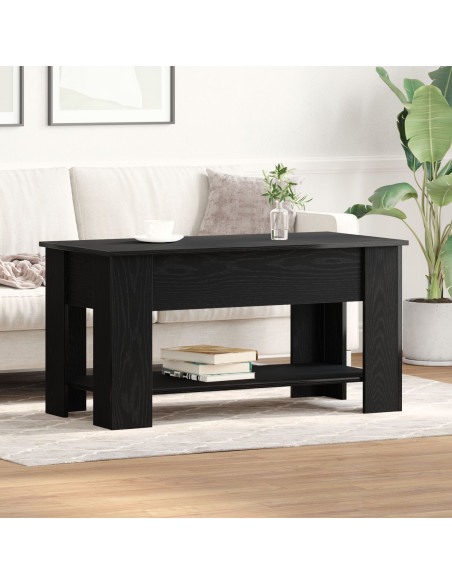 Tavolino da caffè in rovere nero - 101x49x52 cm fatto di legno ingegnerizzato