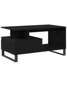 Tavolino da salotto con cassetto Rovere Nero 90 x 49 x 45 cm