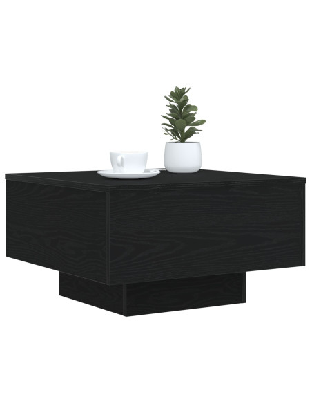 Tavolino da caffè  con luci LED Rovere Nero 55x55x31 cm