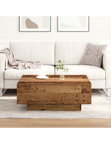 Tavolino da caffè in legno riciclato 80x80x31 cm in legno ingegnerizzato