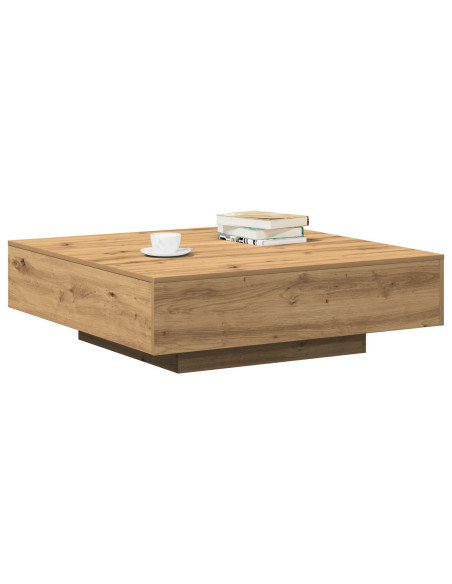 Tavolino da caffè  in rovere fatto a mano 100x100x31 cm in legno ingegnerizzato
