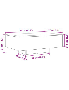 Tavolino da salotto Rovere Nero 85 x 55 x 31 cm